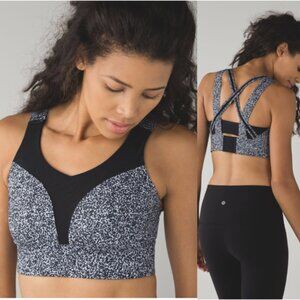 Lululemon Oxygen Bra Static White Black High Support Size 6